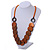 Orange/ Brown Wood Button Bead Necklace - 80cm L - view 3