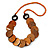 Orange/ Brown Wood Button Bead Necklace - 80cm L - view 8