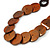 Orange/ Brown Wood Button Bead Necklace - 80cm L - view 5