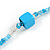 Long Wood Cube and Small Glass Bead Necklace (Light Blue/ Teal/ Transparent/ White) - 124cm Long - view 5