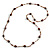 Long Wood Cube and Small Glass Bead Necklace (Brown/ Transparent/ White) - 124cm Long - view 3