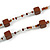 Long Wood Cube and Small Glass Bead Necklace (Brown/ Transparent/ White) - 124cm Long - view 4