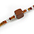 Long Wood Cube and Small Glass Bead Necklace (Brown/ Transparent/ White) - 124cm Long - view 5