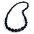 Dark Blue Graduated Wooden Bead Necklace - 70cm Long - view 3