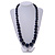 Dark Blue Graduated Wooden Bead Necklace - 70cm Long - view 2