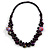 Deep Purple Cluster Wood Bead Necklace - 60cm Long - view 3
