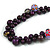 Deep Purple Cluster Wood Bead Necklace - 60cm Long - view 4