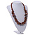 Brown Cluster Wood Bead Necklace - 60cm Long - view 2