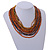 Dusty Orange/ Peacock/ Yellow Glass Bead Multistrand, Layered Necklace With Wooden Square Closure - 60cm L - view 2