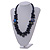 Dark Blue Cluster Wood Bead Necklace - 60cm Long - view 2