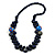 Dark Blue Cluster Wood Bead Necklace - 60cm Long - view 1