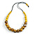 Stylish Graduated Wood Bead Cotton Cord Necklace In Yellow/ Black - 64cm Long - view 3