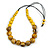 Stylish Graduated Wood Bead Cotton Cord Necklace In Yellow/ Black - 64cm Long
