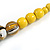 Stylish Graduated Wood Bead Cotton Cord Necklace In Yellow/ Black - 64cm Long - view 5