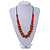 Stylish Graduated Wood Bead Cotton Cord Necklace In Orange/ Black - 64cm Long - view 3