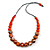 Stylish Graduated Wood Bead Cotton Cord Necklace In Orange/ Black - 64cm Long