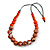 Stylish Graduated Wood Bead Cotton Cord Necklace In Orange/ Black - 64cm Long - view 2
