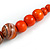 Stylish Graduated Wood Bead Cotton Cord Necklace In Orange/ Black - 64cm Long - view 5