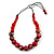 Stylish Graduated Wood Bead Cotton Cord Necklace In Red/ Black - 64cm Long - view 3