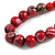 Stylish Graduated Wood Bead Cotton Cord Necklace In Red/ Black - 64cm Long - view 4