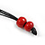 Stylish Graduated Wood Bead Cotton Cord Necklace In Red/ Black - 64cm Long - view 6