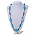 Long Light Blue/ Turquoise Wood and Resin Bead Black Cord Necklace - 100cm Long - view 2