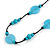 Long Light Blue/ Turquoise Wood and Resin Bead Black Cord Necklace - 100cm Long - view 5