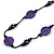 Deep Purple Wood and Resin Bead Black Cord Necklace - 100cm Long - view 5