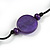 Deep Purple Wood and Resin Bead Black Cord Necklace - 100cm Long - view 6