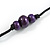 Deep Purple Wood and Resin Bead Black Cord Necklace - 100cm Long - view 7
