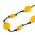 Banana Yellow  Wood and Resin Bead Black Cord Necklace - 100cm Long - view 4