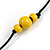 Banana Yellow  Wood and Resin Bead Black Cord Necklace - 100cm Long - view 5