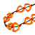 Carrot Orange Faux Bone, Wood Beaded Black Cotton Cord Long Necklace - 88cm L - view 4