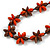 Orange/ Brown Wood Flower Black Cotton Cord Necklace - 68cm Long - view 4