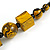 Long Mustard Yellow/ Black Cube and Ball Wood Bead Necklace - 76cm Long - view 7