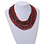 Ox Blood/ Peacock/ Bronze Glass Bead Multistrand, Layered Necklace With Wooden Square Closure - 60cm L - view 2