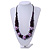 Purple/ Lavender Ball and Button Wood Bead Black Cotton Cord Necklace - 66cm Long - view 2
