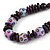 Purple/ Lavender Ball and Button Wood Bead Black Cotton Cord Necklace - 66cm Long - view 4