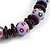 Purple/ Lavender Ball and Button Wood Bead Black Cotton Cord Necklace - 66cm Long - view 6