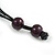 Purple/ Lavender Ball and Button Wood Bead Black Cotton Cord Necklace - 66cm Long - view 7