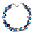 Exquisite Faux Pearl & Shell Composite Silver Tone Link Necklace In White/ Blue - 40cm L/ 5cm Ext - view 3