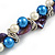 Exquisite Faux Pearl & Shell Composite Silver Tone Link Necklace In White/ Blue - 40cm L/ 5cm Ext - view 5