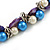 Exquisite Faux Pearl & Shell Composite Silver Tone Link Necklace In White/ Blue - 40cm L/ 5cm Ext - view 6