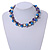 Exquisite Faux Pearl & Shell Composite Silver Tone Link Necklace In White/ Blue - 40cm L/ 5cm Ext - view 2