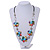 Multicoloured Sea Shell Floral Faux Leather Cord Necklace - 76cm Long - view 2