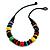 Chunky Multicoloured Round and Button Wood Bead Cotton Cord Necklace - 66cm Long - view 1