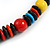 Chunky Multicoloured Round and Button Wood Bead Cotton Cord Necklace - 66cm Long - view 5