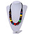 Chunky Multicoloured Round and Button Wood Bead Cotton Cord Necklace - 66cm Long - view 2