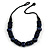 Chunky Dark Blue/ Black Round and Button Wood Bead Cotton Cord Necklace - 66cm Long - view 3