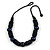 Chunky Dark Blue/ Black Round and Button Wood Bead Cotton Cord Necklace - 66cm Long